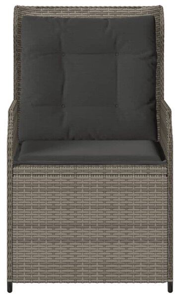 2 db szürke polyrattan dönthető kerti szék párnákkal