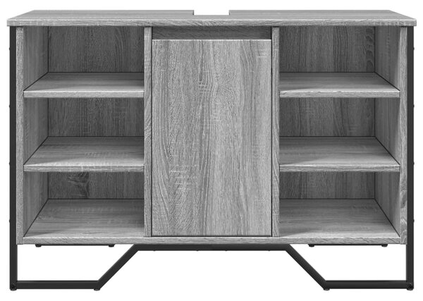 Szürke sonoma szerelt fa fürdőszobai mosdószekrény 91x35x60 cm