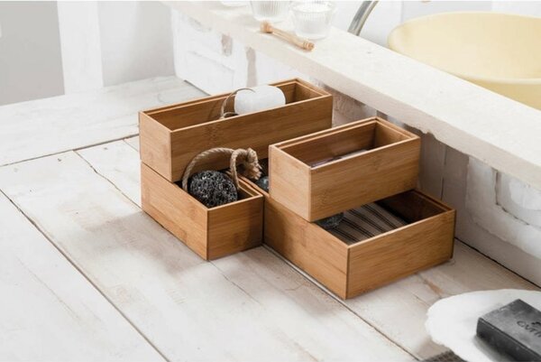 Szervező Compactor Bamboo Box, 22,5 x 15 x 6,5 cm, natúr fa