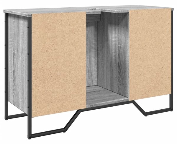 Szürke sonoma szerelt fa fürdőszobai mosdószekrény 91x35x60 cm
