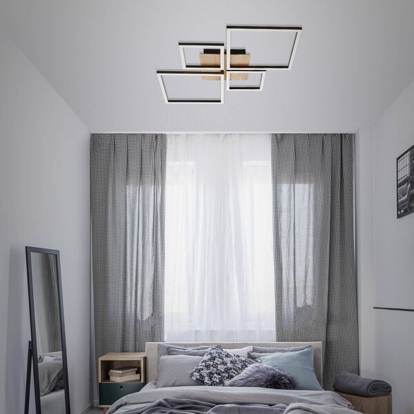Briloner LED mennyezeti lámpa Keret, Step dim, 4-fényes fa, dimmelhető, Fekete, Nappali / Étkező, fém, Modern
