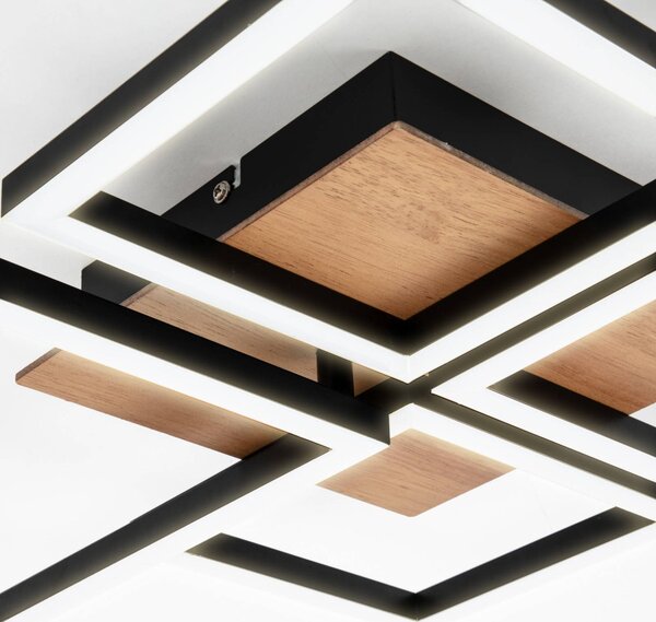 Briloner LED mennyezeti lámpa Keret, Step dim, 4-fényes fa, dimmelhető, Fekete, Nappali / Étkező, fém, Modern