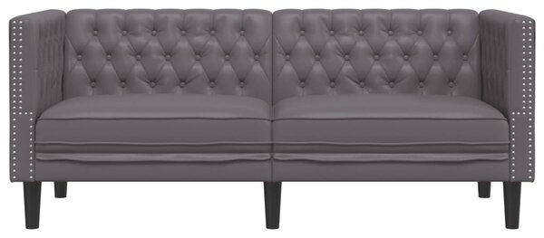 2 személyes szürke műbőr Chesterfield kanapé