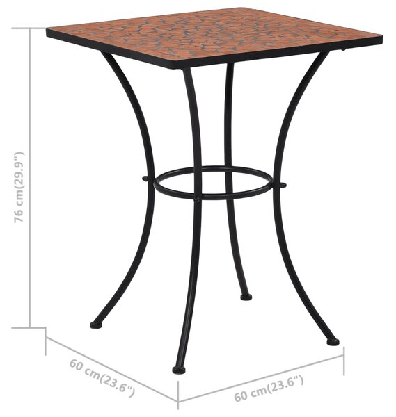 Terrakotta mozaikos bisztróasztal 60 cm