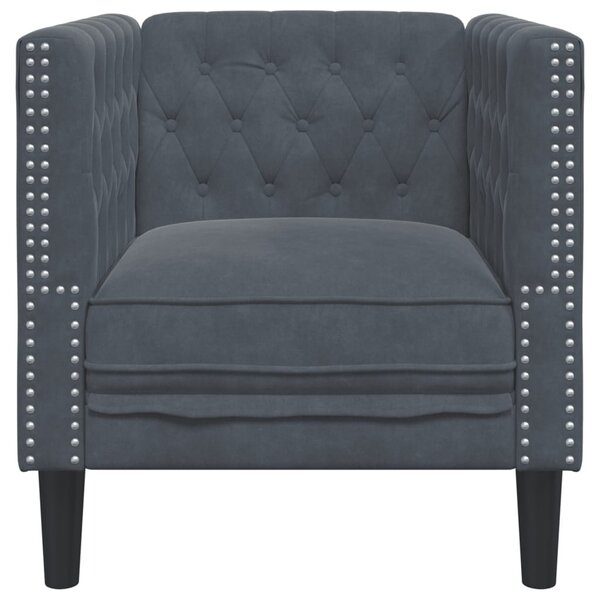 Sötétszürke bársony Chesterfield kanapé