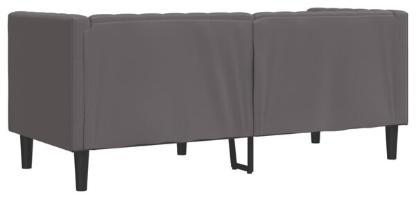 2 személyes szürke műbőr Chesterfield kanapé