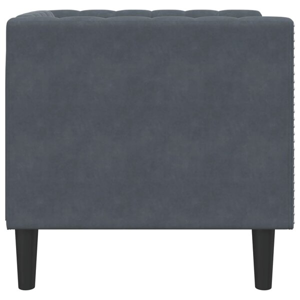 Sötétszürke bársony Chesterfield kanapé