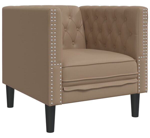 Kávészínű műbőr Chesterfield kanapéfotel