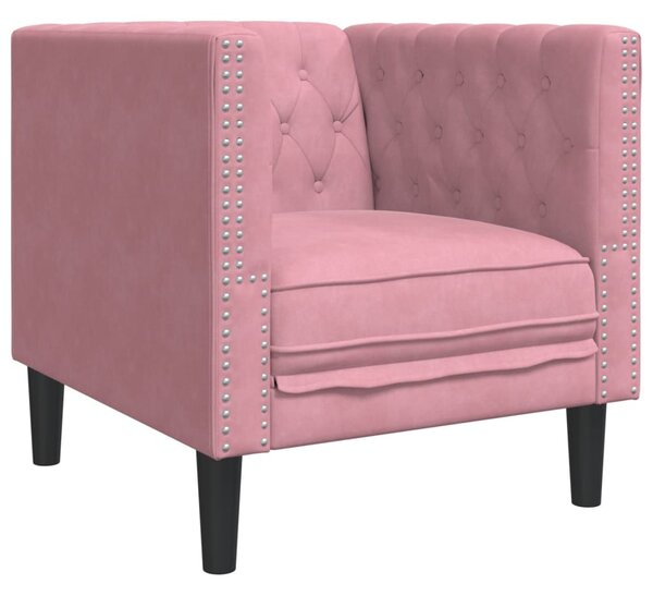 Rózsaszín bársony Chesterfield kanapéfotel