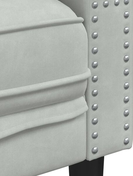 2 személyes világoszöld bársony Chesterfield kanapé párnákkal
