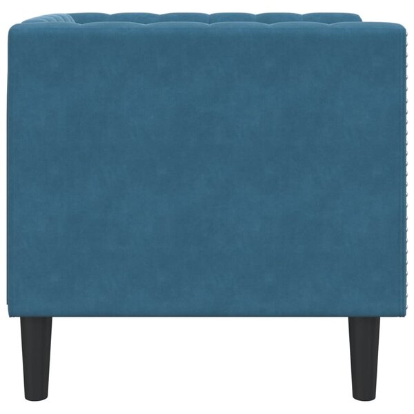 Kék bársony Chesterfield kanapéfotel