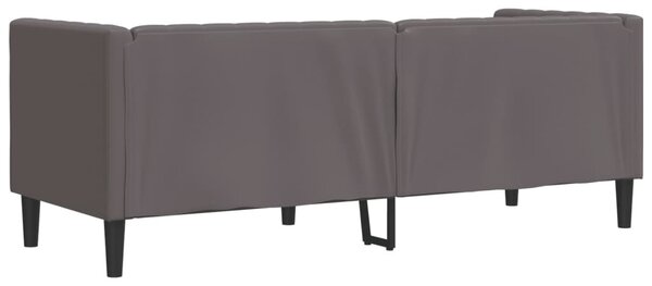 3 személyes szürke műbőr Chesterfield kanapé
