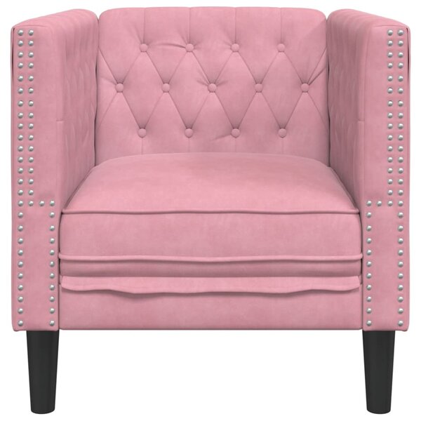 Rózsaszín bársony Chesterfield kanapéfotel