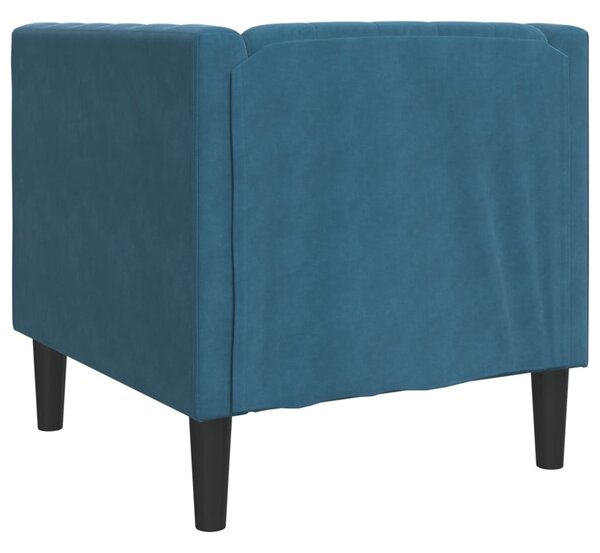 Kék bársony Chesterfield kanapéfotel