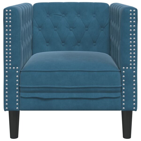 Kék bársony Chesterfield kanapéfotel