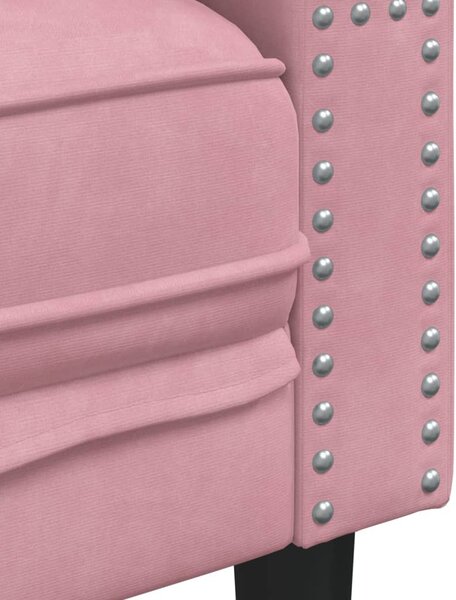Rózsaszín bársony Chesterfield kanapéfotel