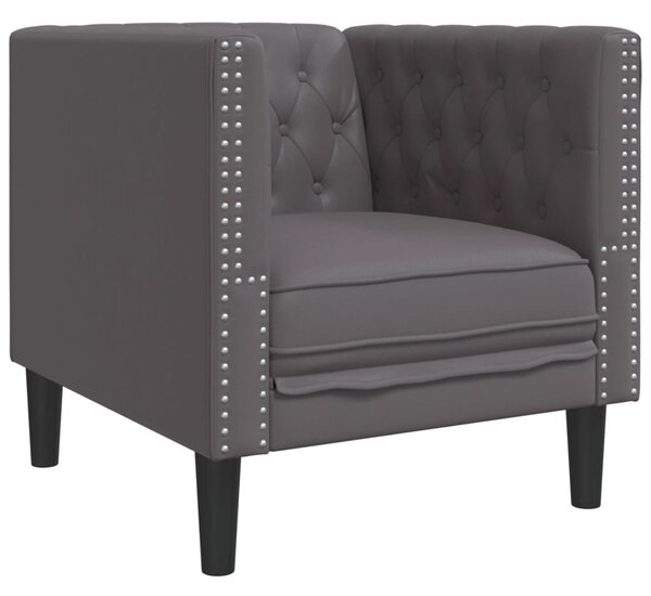 Szürke műbőr Chesterfield kanapéfotel
