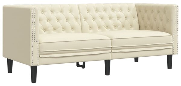 2 személyes krémszínű műbőr Chesterfield kanapé