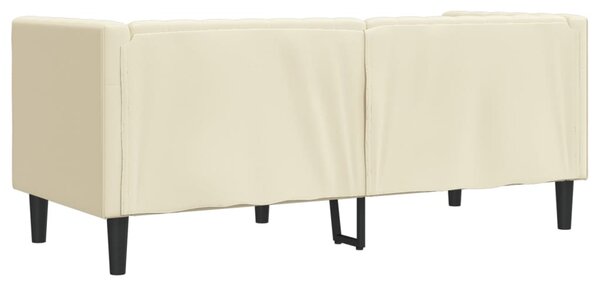 2 személyes krémszínű műbőr Chesterfield kanapé