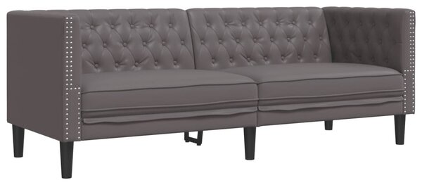 3 személyes szürke műbőr Chesterfield kanapé