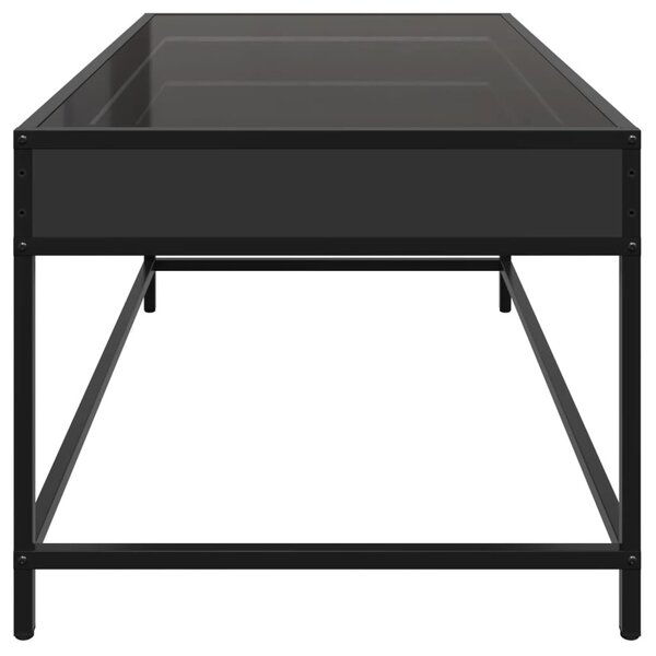 Fekete végtelen hatású LED-es dohányzóasztal 90 x 50 x 41 cm