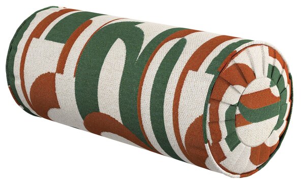 Hengerpárna hajtás díszítéssel termék színe zöld szövet fonott, mintás