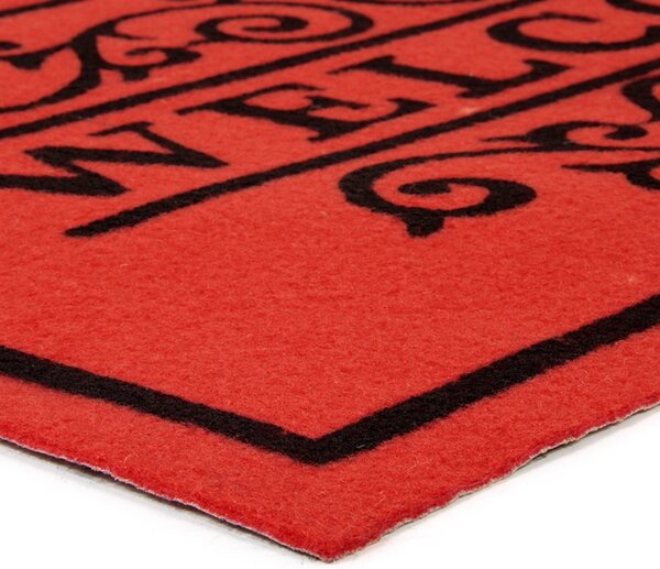 Textil tisztítószőnyeg Welcome Deco 45 x 75 x 0,3 cm, piros