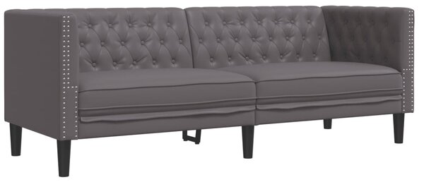 2 részes szürke műbőr Chesterfield kanapégarnitúra