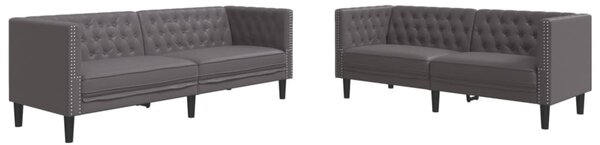 2 részes szürke műbőr Chesterfield kanapégarnitúra