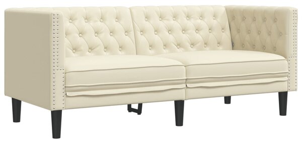 3 részes krémszínű műbőr Chesterfield kanapégarnitúra