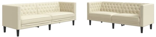 2 részes krémszínű műbőr Chesterfield kanapégarnitúra