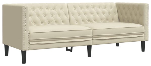 3 részes krémszínű műbőr Chesterfield kanapégarnitúra