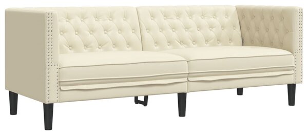 2 részes krémszínű műbőr Chesterfield kanapégarnitúra