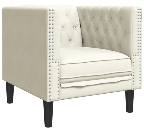 3 részes krémszínű műbőr Chesterfield kanapégarnitúra
