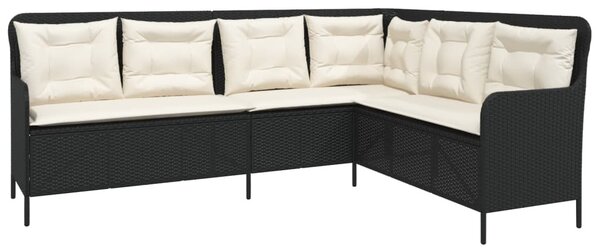2 részes fekete polyrattan kerti ülőgarnitúra párnával