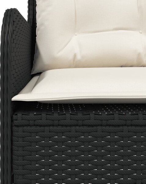 2 részes fekete polyrattan kerti ülőgarnitúra párnával