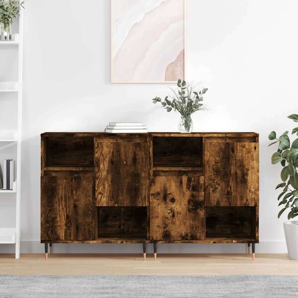 VIDAXL - Tálalószekrény - Füstös Tölgy - 120x35x70 cm - 2 db