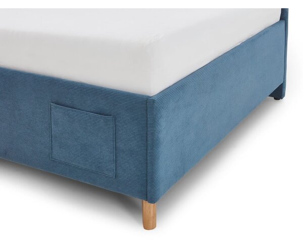 Kék kárpitozott ágyneműtartós sarok gyerekágy ágyráccsal 120x200 cm Cool – Meise Möbel