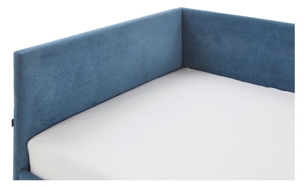 Kék kárpitozott ágyneműtartós sarok gyerekágy ágyráccsal 120x200 cm Cool – Meise Möbel