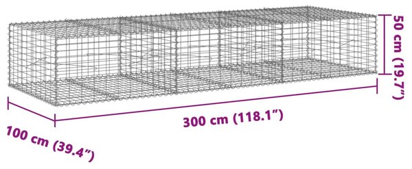 Horganyzott vas gabion kosár fedéllel 300 x 100 x 50 cm