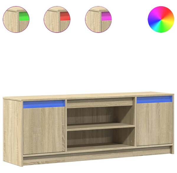 Sonoma tölgy színű szerelt fa LED-es TV-szekrény 139,5x34x50 cm