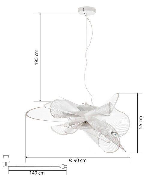 Slamp La Belle Étoile függő lámpa fehér, 90 cm, dimmelhető, Fehér / opál, Nappali / Étkező, Műanyag, Dizájn