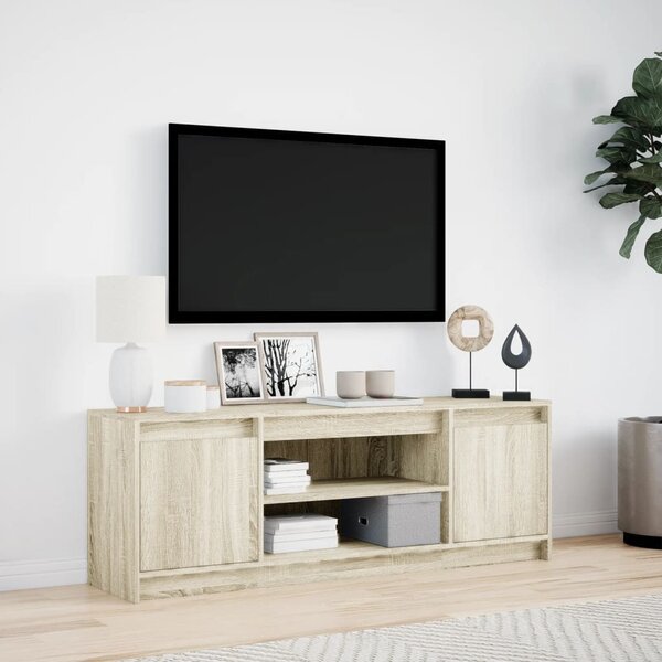 Sonoma tölgy színű szerelt fa LED-es TV-szekrény 139,5x34x50 cm