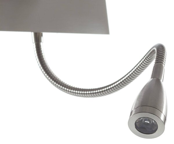 Searchlight Fali lámpa 6519 LED olvasólámpával, szatén ezüst színben, Alu / szürke / cink, Nappali / Étkező, Textil / szövet / selyem, Modern