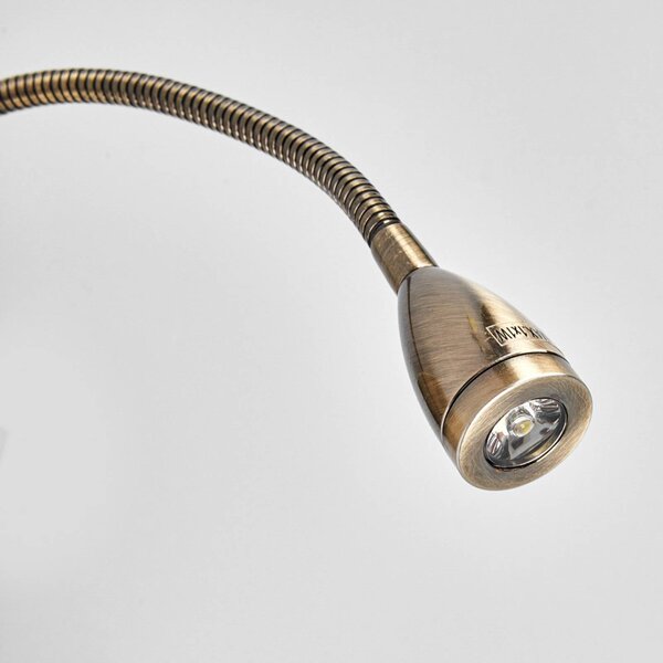Searchlight Fali lámpa 6519 LED olvasólámpával, sárgaréz antik, Bronz / antik sárgaréz, Nappali / Étkező, fém, Modern