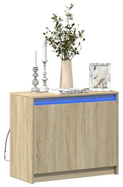 Sonoma tölgy szerelt fa tálalószekrény LED-del 72 x 34 x 61 cm