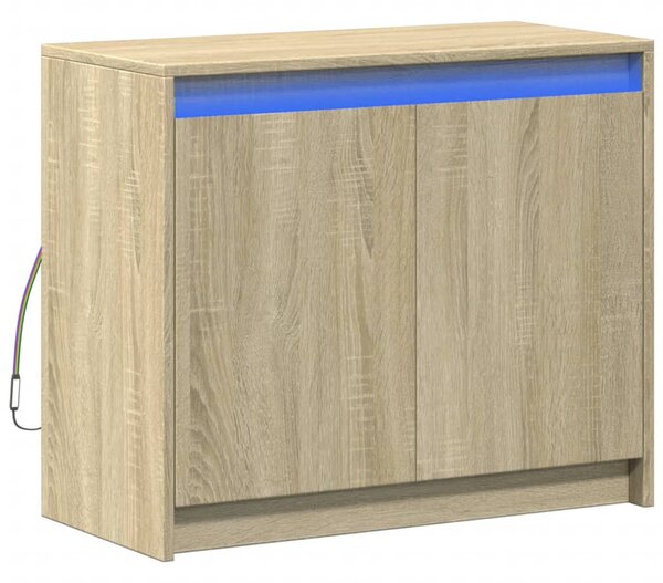 Sonoma tölgy szerelt fa tálalószekrény LED-del 72 x 34 x 61 cm