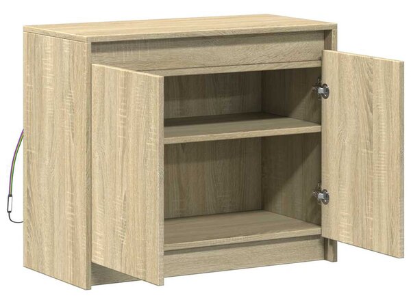 Sonoma tölgy szerelt fa tálalószekrény LED-del 72 x 34 x 61 cm