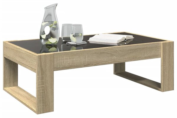 Sonoma tölgy végtelen hatású LED-es dohányzóasztal 90x53x30 cm