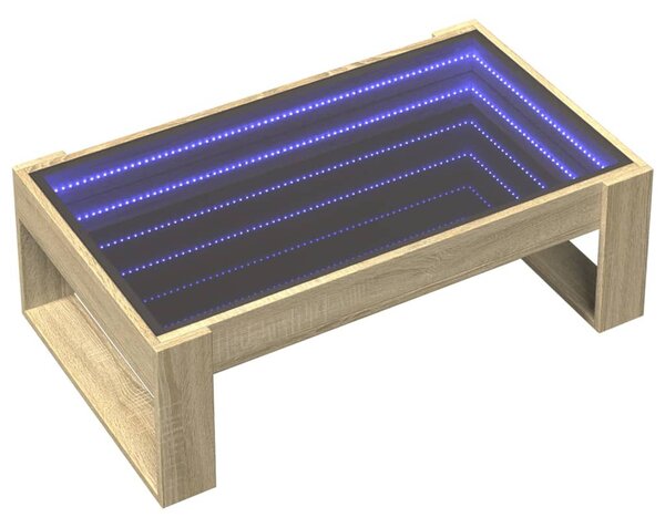 Sonoma tölgy végtelen hatású LED-es dohányzóasztal 90x53x30 cm